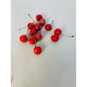 Artificial Red Cherries Fake Fruit Realistic Lifelike Hand Made Decoration 12pcs